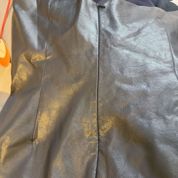 Eva Franco Dress NWT size 6 Navy Faux Leather Mini - Picture 7 of 9